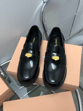 Miu Miu Black Leather Loafers